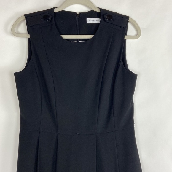 Calvin Klein Sleeveless Black with White Hem Fitted Midi Cocktail Sheath Dress - Picture 9 of 15